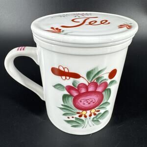 Hand Painted August Warnecke Ostfriesland East Frisian Rose Porcelain Tea Cup